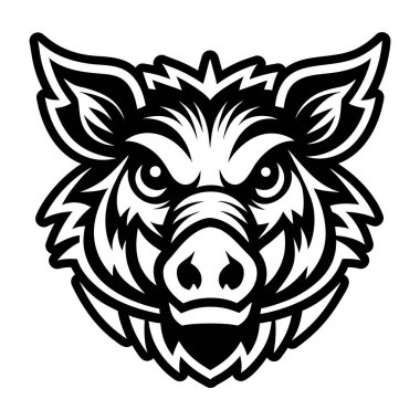 Domuzun kafası. siyah ve beyaz vektör çizimi.