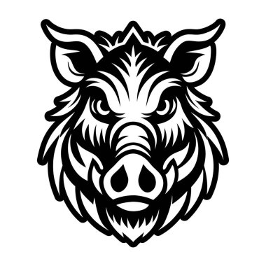 Beyaz arka planda siyah silueti olan domuz suratlı..