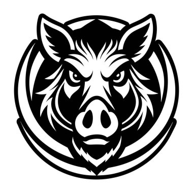 Siyah ve kırmızı daireli domuz kafası.