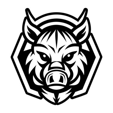 Domuz kafasının siyah beyaz ikonunun vektör çizimi