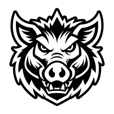 Domuzun siyah beyaz ikonunun vektör çizimi