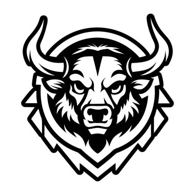 Boğa başlı logo tasarımı vektör çizimi. Boğa başlı logo vektör sembolü
