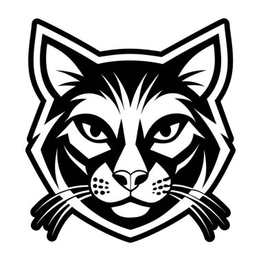 vector illustration of a white cat on a black background