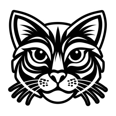 cat face icon, simple black monochrome design