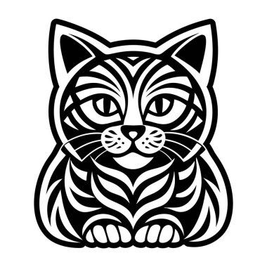 Beyaz arkaplanda kedi yüzünün vektör illüstrasyonu