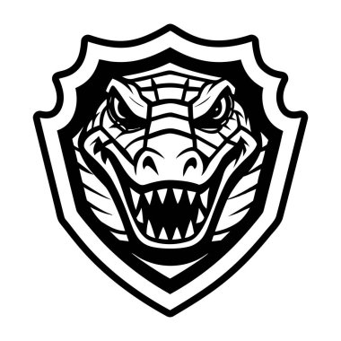 A glyph style icon showing a crocodile logo
