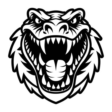 A solid style icon depicting a crocodile face