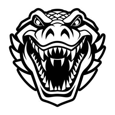 A glyph style icon showing a crocodile logo