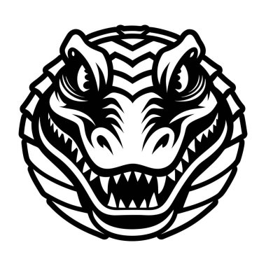 A solid style icon depicting a crocodile face