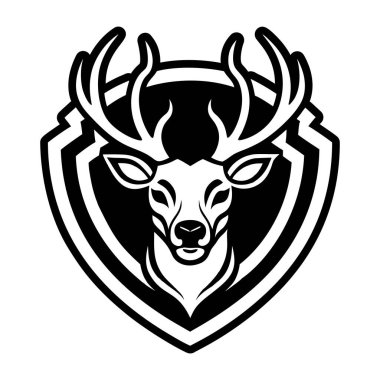 vector black and white icon of deer head