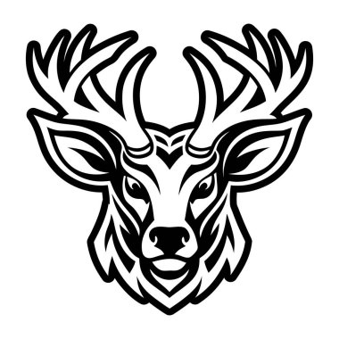 black and white vector deer head