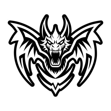 black and white dragon head