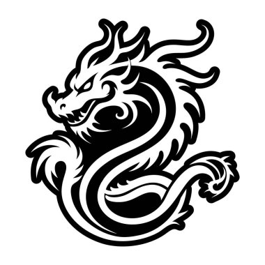 Beyaz arkaplanda bir ejderhanın vektör çizimi