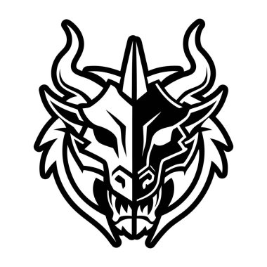 bull head logo, black and white