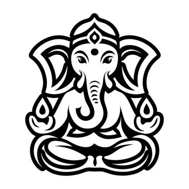 vector illustration of a black and white elephant