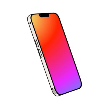 Beyaz arkaplanda boş ekran izole akıllı telefonun düz tasarımı