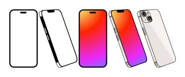 Beyaz arkaplanda boş ekran izole edilmiş akıllı telefonun vektör düz tasarımı