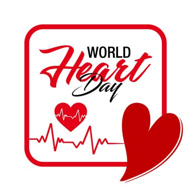 World Heart Day With Red Heart Design Template. World Heart Day Template Design
