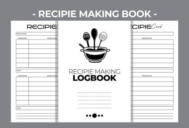 Yazdırılabilir KDP Yemek Pişirme Mutfağı Boş Kitap Vektörü Tasarım Şablonu