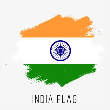 Hindistan Vektör Bayrağı. Bağımsızlık Günü için Hindistan Bayrağı. Grunge Hindistan Bayrağı. Grunge desenli Hindistan Bayrağı. Vektör Şablonu.