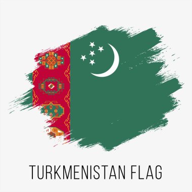Turkmenistan Vector Flag. Turkmenistan Flag for Independence Day. Grunge Turkmenistan Flag. Turkmenistan Flag with Grunge Texture. Vector Template.