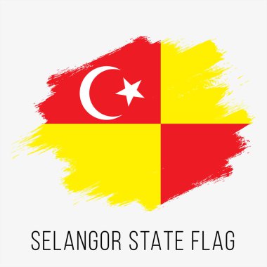 Malezya Eyaleti Selangor Vektör Bayrak Tasarım Şablonu. Selangor Bağımsızlık Günü Bayrağı. Grunge Selangor Bayrağı