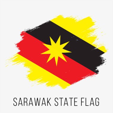 Malezya Eyaleti Sarawak Vektör Bayrak Tasarım Şablonu. Bağımsızlık Günü için Sarawak Bayrağı. Grunge Sarawak Bayrağı