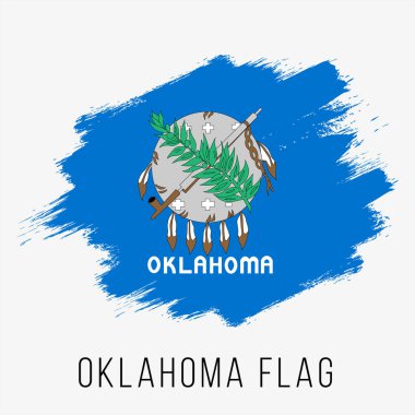 ABD Eyaleti Oklahoma Vektör Bayrak Tasarım Şablonu. Bağımsızlık Günü için Oklahoma Bayrağı. Grunge Oklahoma Bayrağı