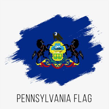 ABD Eyaleti Pennsylvania Vektör Tasarım Şablonu. Pennsylvania Bağımsızlık Günü Bayrağı. Grunge Pennsylvania Bayrağı