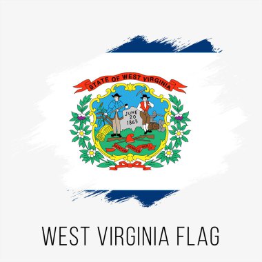 ABD Eyaleti Batı Virginia Vektör Tasarım Şablonu. Bağımsızlık Günü için Batı Virginia Bayrağı. Grunge Batı Virginia Bayrağı