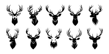 Soyut Vektör Renkli Geyik Hayvanı Simgeleri veya Logo Tasarım Şablonu