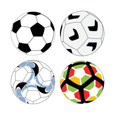 Soyut Vektör Renkli Futbol Topları Simge Tasarım Şablonu