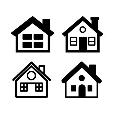 Soyut Vektör Evi Simgeleri Tasarım Şablonunu Ayarla