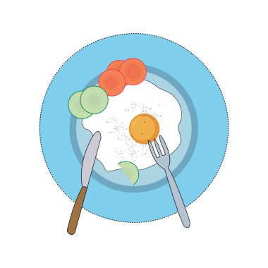 Soyut Vektör Omlet Tabak Simgesi Tasarım Şablonu