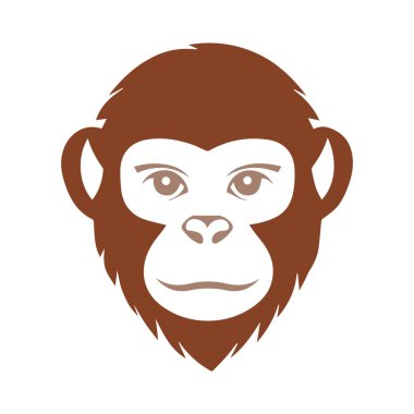 Soyut Vektör Maymun Yüz Simgesi veya Logo Tasarım Şablonu
