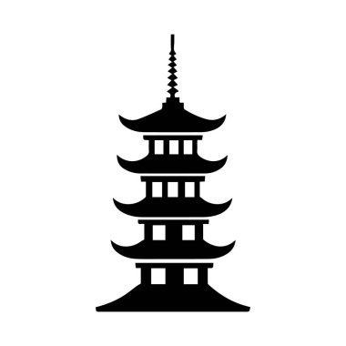 Soyut Vektör Pagoda Simgesi veya Logo Tasarım Şablonu