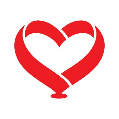 Soyut Vektör Kırmızı Kalp Balon Simgesi veya Logo Tasarım Şablonu
