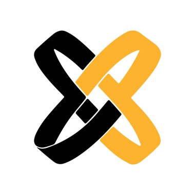 Soyut Vektör Birleştirilmiş Kurdele Simgesi veya Logo Tasarım Şablonu