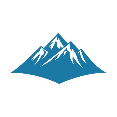 Soyut Vektör Mavi Dağ Aralığı Simgesi veya Logo Tasarım Şablonu