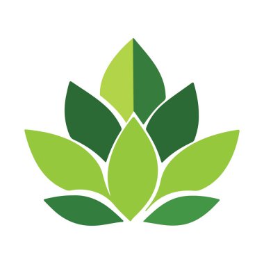 Soyut Vektör Yeşil Biçimli Yapraklar Çiçek Simgesi veya Logo Tasarımı Şablonu