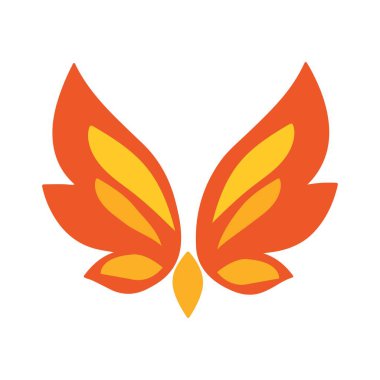 Soyut Vektör Turuncu ve Sarı Kelebek Kanat Simgesi veya Logo Tasarım Şablonu