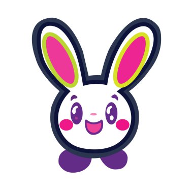 Soyut Vektör Biçimli Karikatür Tavşan İllüstrasyon Simgesi veya Logo Tasarım Şablonu