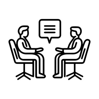 Bir konuşma balonu simgesi ya da logo tasarım şablonu ile konuşan soyut Vektör İki kişi