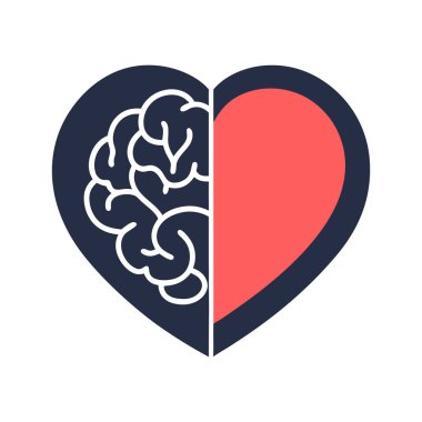 Soyut Vektör kalp ve beyin Simgesi veya Logo Tasarım Şablonu