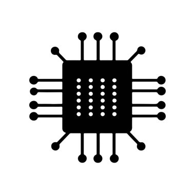 Soyut Vektör siyah Cpu yonga simgesi ya da Logo Tasarım Şablonu