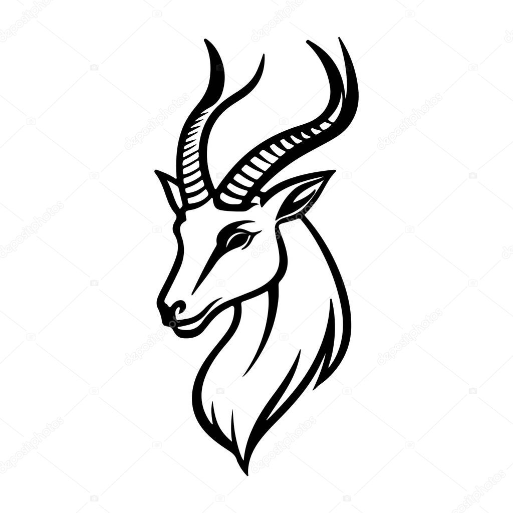 Abstract Vector springbok head Icon or Logo Design Template