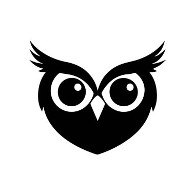 Sevimli Siyah ve Beyaz Baykuş Çizimi: Logolar ve Tasarımlar için mükemmel