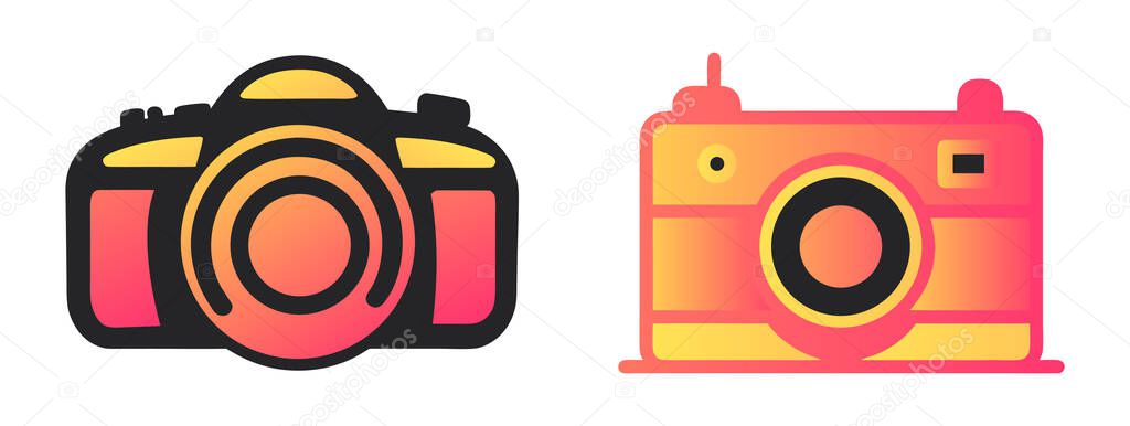 Two Colorful Camera Icons: Photography Symbols