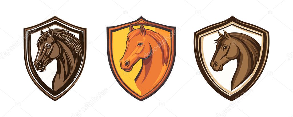 Horse Head Shield Logos