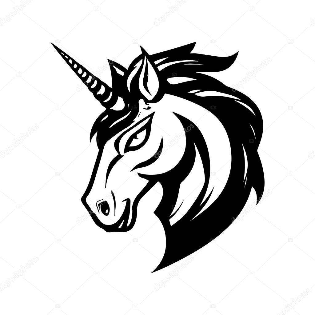 Black Unicorn Head Tattoo Design